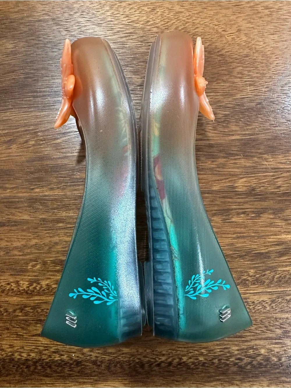 Mini Melissa Disney Ariel Jelly Vinyl Slip-On Peep Toe Flats Flower US 1 EU 32